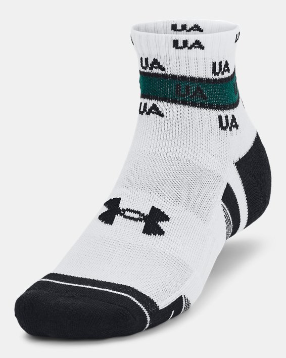 Unisex UA Performance Cotton 2-Pack Quarter Socks in White image number 1